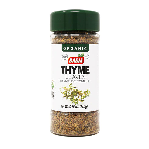 Badia Organic Thyme Leaves, 0.75 oz Aromatic Herb for Soups, Stews, Meats,