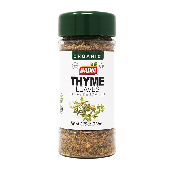 Badia Organic Thyme Leaves, 0.75 oz Aromatic Herb for Soups, Stews, Meats,