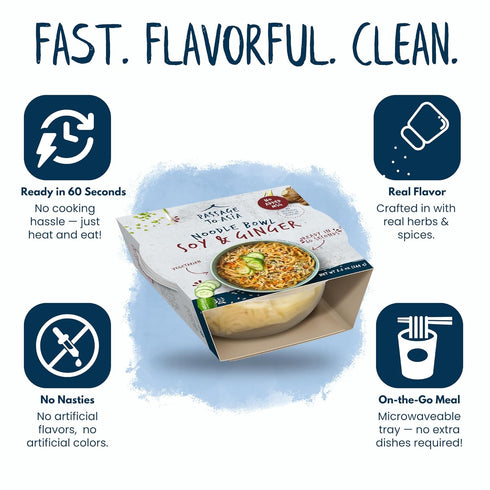 Passage to Asia 60 1 pack Instant Noodles - Soy and Ginger Noodle Bowl - Vegetarian Hokkien Asian Noodles