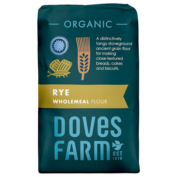 Doves Farm Organic Stoneground Wholemeal Rye Flour 2.2 lb (1 kg) -