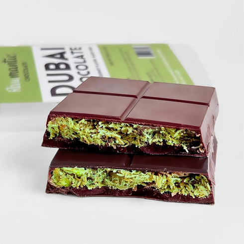 (6.7oz/190g) Rawmantic Dubai Chocolate Knafeh Pistachio Plant-Based, Vegan, Made From Dairy-Free Dark Chocolate, Cacao
