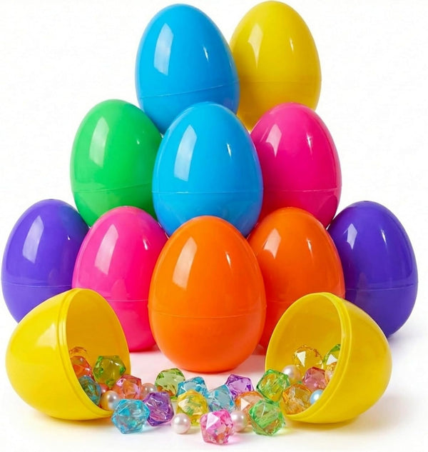 SAILYLENCEY 12-Pack 3.43 inch Large Plastic Easter Eggs with Secure Lock - 6
