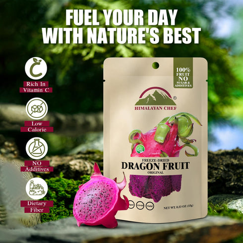 15g Himalayan Chef Freeze-Dried Dragon Fruit | Organic Dried Fruits Snacks, Healthy Snack for Kids & Adults
