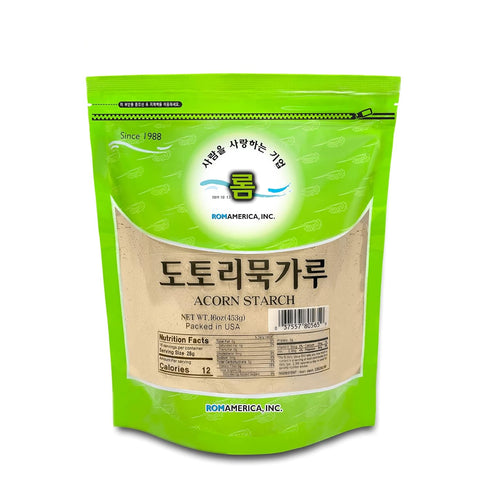 ROM AMERICA Premium Acorn Starch Powder Flour for Korean Acorn Jelly, Baking, Desserts, Gluten Free - 1 Pound