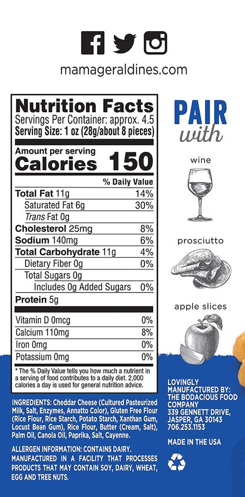 4.5 oz 4-Pack Mama Geraldines Gluten-Free Aged Cheddar Cheese Straws High Protein, Savory, Flavor-Forward, Zero Sugar