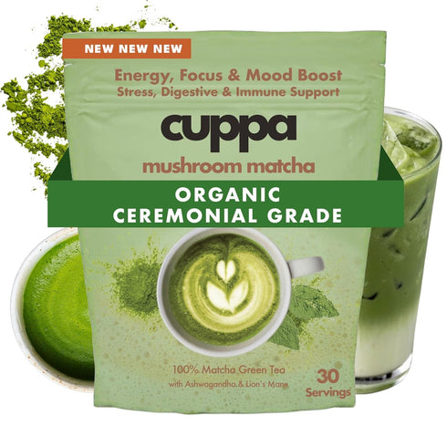 Cuppa Matcha with mushrooms, adaptogens & superfoods - Lion's Mane, Ashwagandha, Cordyceps,