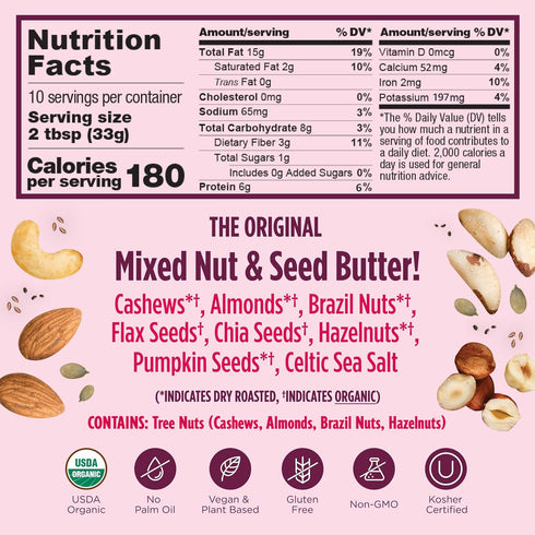 7 12 oz NuttZo Organic Power Fuel Nuts and Seeds Butter, Crunchy, Paleo and Keto Friendly, Peanut and Gluten Free