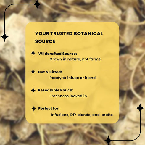 4 oz, Herb To Body Wild Yam Root Cut & Sifted Wildcrafted Dioscorea Villosa for Herbal Tea, Relaxation Support