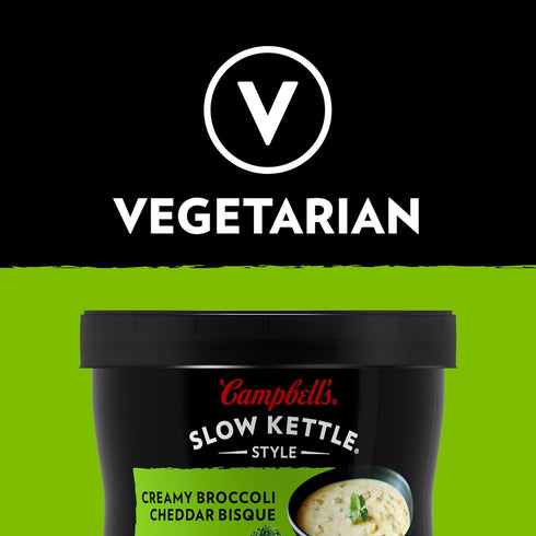Campbell's Slow Kettle 15.5 oz (Pack 3) Style Creamy Broccoli Cheddar Bisque, Microwavable Bowl