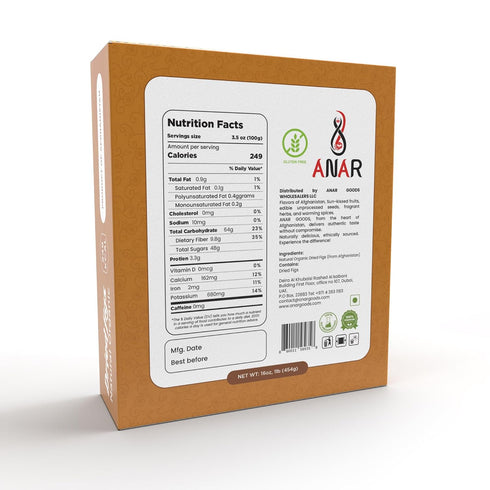 16oz 100% Pack 1 ANAR Dried Figs | Natural | Whole | No Additives | Premium Anjeer | Vacuumed | Best for Snacking
