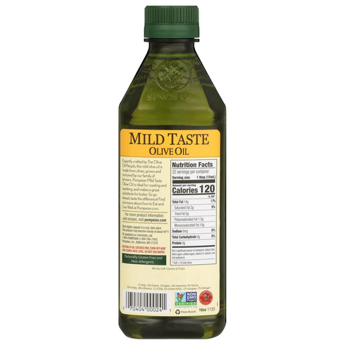 16 Oz Pompeian Mild Taste Olive Oil, High Heat Cooking, Baking & Sauteing, High Smoke Point, Fl