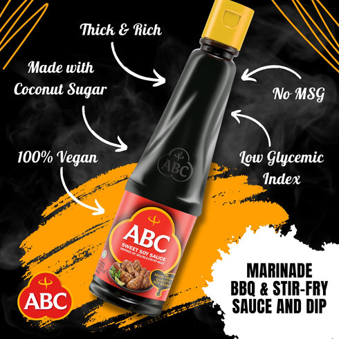 ABC Sweet Soy Sauce – 20.3 Fl Oz (2 Pack) – Vegan Black Dark Soy Glaze for BBQ Marinade, Dip, Stir Fry