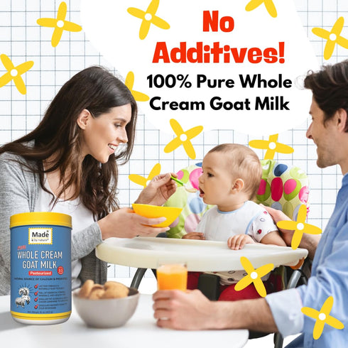 16 oz 53 Made by Nature Pure Whole Cream Goat Milk Powder - - Lactose Friendly, Easy Digestion, Calcium, Prebiotics