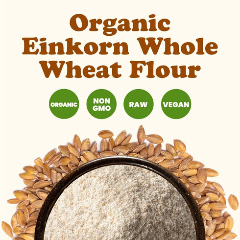8 Food to Live Organic Einkorn Whole Wheat Flour, Ounces Finely Milled, Rich Fiber, Great for Baking Bread, Pizza