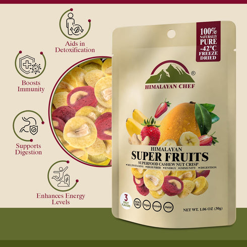 30g Packed Himalayan Chef Super Reds Freeze-Dried Fruit Cashew Nut Crisps, | Mix Superfood Fruits | Healthy Snacks