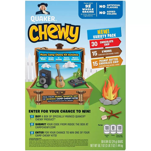 Pack (60 Count) Quaker Camp Chewy Granola Bars Variety