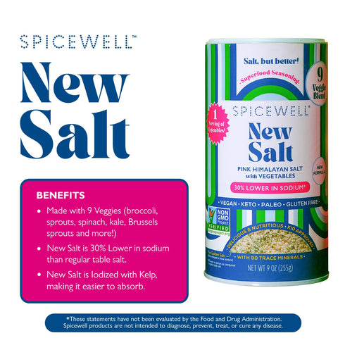9 9oz 3 Spicewell - Himalayan Pink Salt Shaker - Boosted with Real Veggies, Less Sodium Than Table Salt - Fine Ground