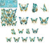 Ercadio 30 PCS Dazzling Sticker Butterfly Cake Toppers, Waterproof Arts Cupcake Picks for Baby Shower Birthday Wedding