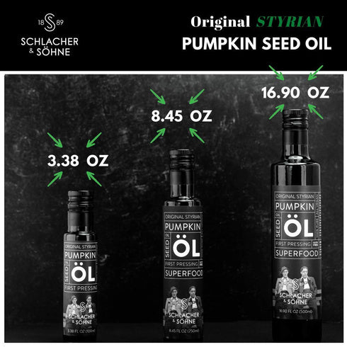 100% (8.4 OZ 250 ml) Schlacher & Soehne Styrian Pumpkin Seed Oil: Pure, Cold Pressed, Non GMO, Gluten Free, Vegan, May