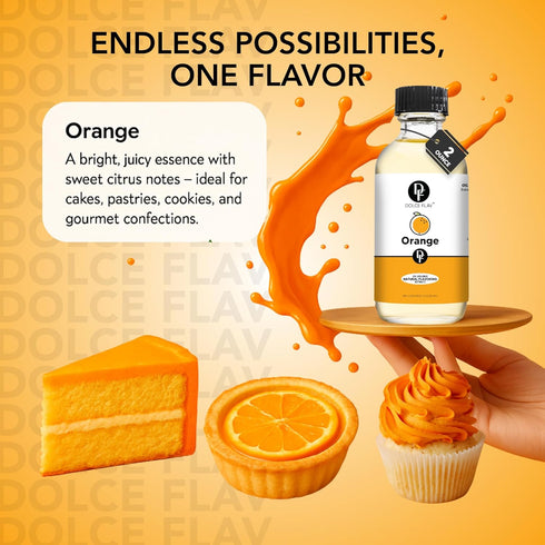 2 Pack 2 Dolce Flav Natural Orange Extract Ounce Oil-Soluble Kosher, Sugar-Free, Concentrated Citrus Flavor for Candy