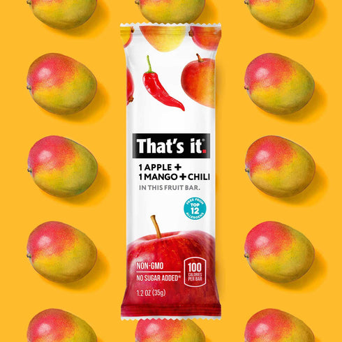 100% (12 Packs) That's it. Apple+Mango+Chili Natural Great Tasting Real Dried Fruit Bar, Vegan, Gluten Free, Paleo