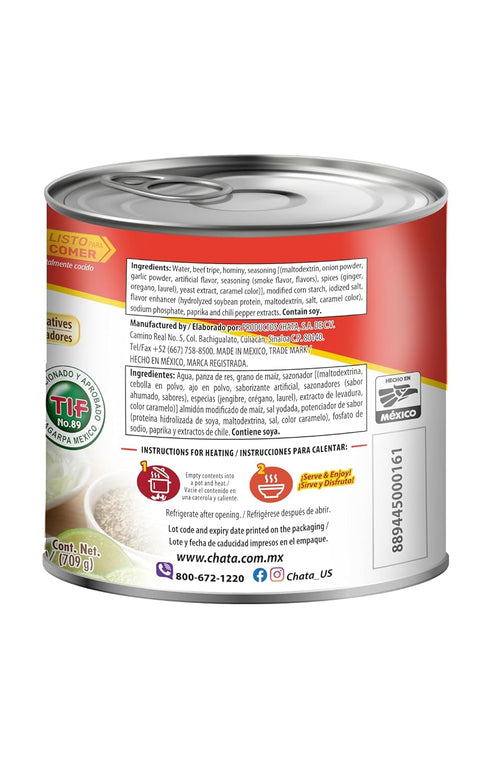 25 oz Pack 3 Chata Red Menudo, Beef beef belly Stew with Hominy Corn, Can