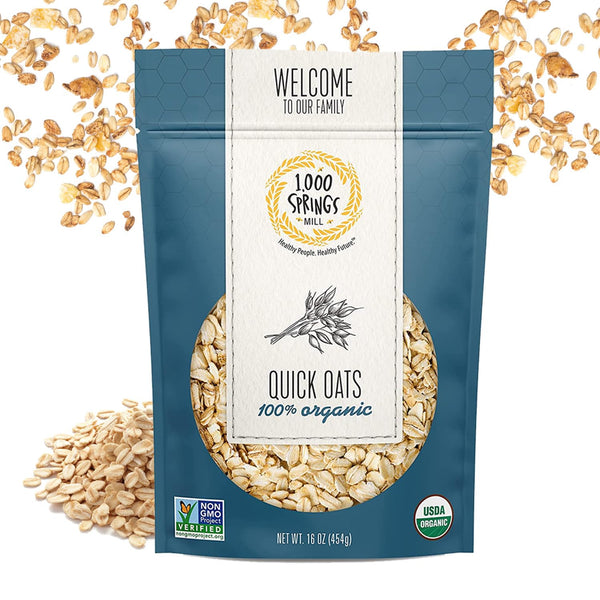 1000 Springs Mill - Organic Quick Oats | Used for breakfast Oatmeal,