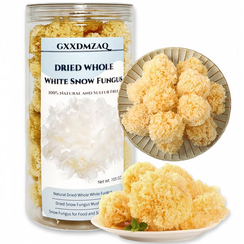 GXXDMZAQ Premium Dried White Fungus (Tremella Mushroom) 7.05 oz/200g - Rootless Snow Fungus,