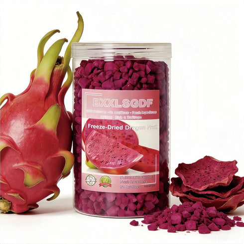 5.2oz 100% Freeze Dried Dragon Fruit Cubes, Sealed cans | Unsweetened Crispy Bites for Smoothies, Baking & Cereal |