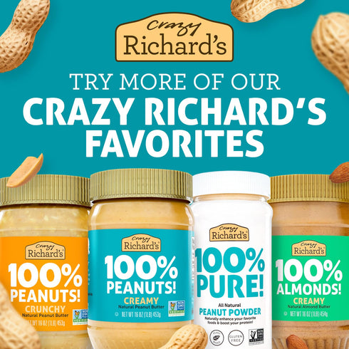 100% (16 Pack 1) Crazy Richard's All-Natural Creamy Dry Roasted Almond Butter with No Added Sugar and Non-GMO Ounce