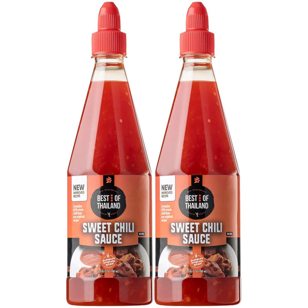 Best of Thailand Sweet Chili Sauce | 2 Bottles 23.65oz | Authentic Asian-Brewed Thai Marinade, No MSG, Kosher