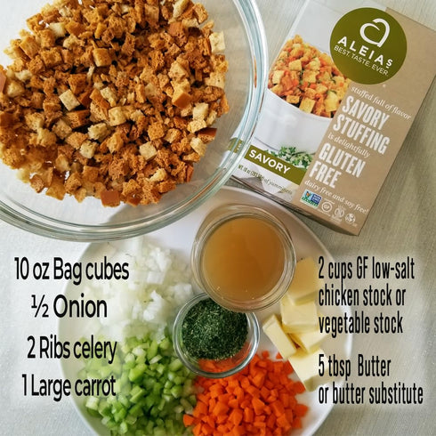 10oz (1 Pack) Aleias Gluten Free Savory Stuffing Mix Classic Holiday Stuffing for Turkey, Chicken & More Wheat Free