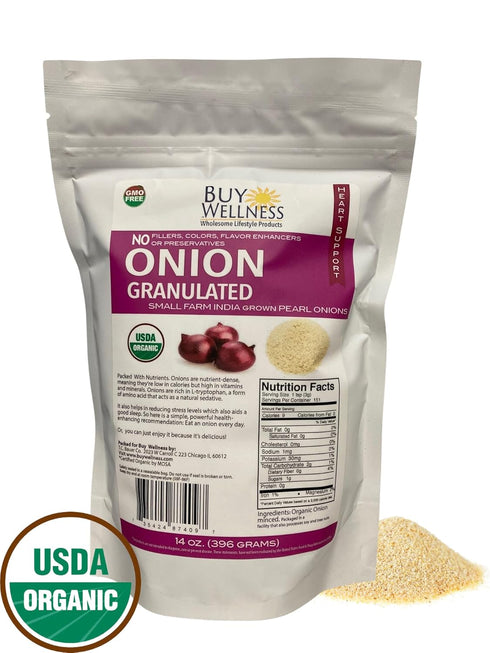 14 oz Organic Onion Granules, Bulk Bag, Granulated Red Onions Scallion Rich Flavor Aroma and Fresh Taste Granulated