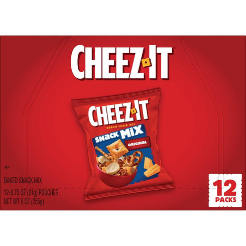 9oz (12 Packs) Cheez-It Snack Mix, Office and Kids Snacks, Classic, Box