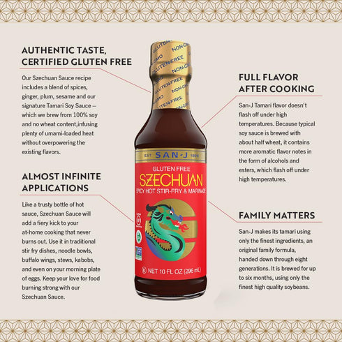 San-J Spicy Gluten Free Szechuan Sauce, 10 oz Bottles (2 Pack)