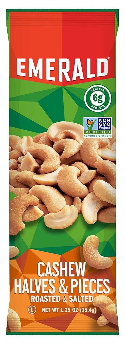 Emerald Nuts, Cashew Halves and Pieces, 1.25 Ounce Single-Serve Tube