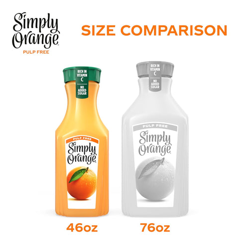 46 oz Simply Orange Pulp Free Orange Juice Bottle, fl