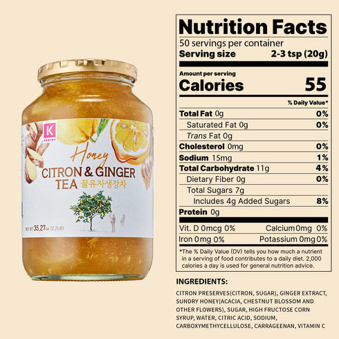 KPANTRY 35.27 oz 2 (70.5 oz Korean Yuja Tea (Honey Citron & Ginger) - Yuzu Marmalade Concentrate with Real Citrus
