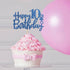 Royal Blue Glitter Happy 10th Birthday Cake Topper, Cheers to 10 Years Party Supplies