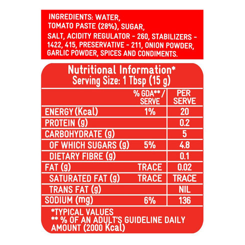 Kissan 500g Ketchup - Tomato, Bottle