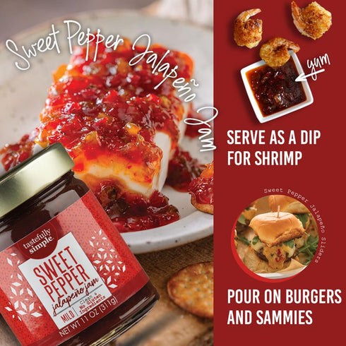 11 (Pack 2) Tastefully Simple Sweet Pepper Jalapeno Jam, Ounce