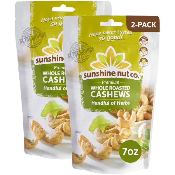 Sunshine Nut Company Whole Roasted Lightly Salted Cashews, Handful of Herbs Flavor,