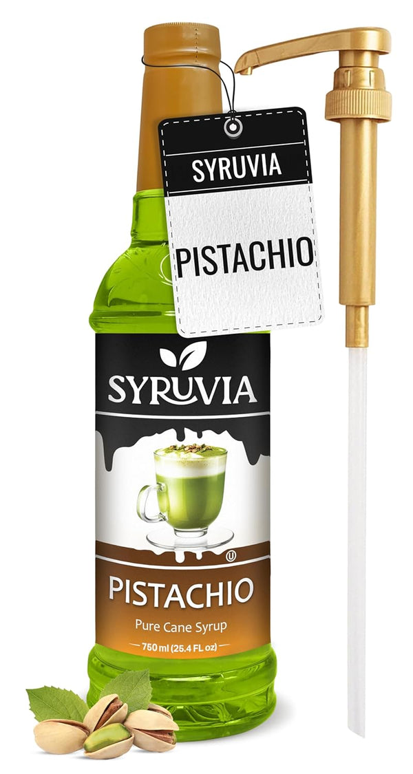 Syruvia Coffee Syrup, Pistachio Flavored Syrup for Drinks, and Desserts 25.4 fl