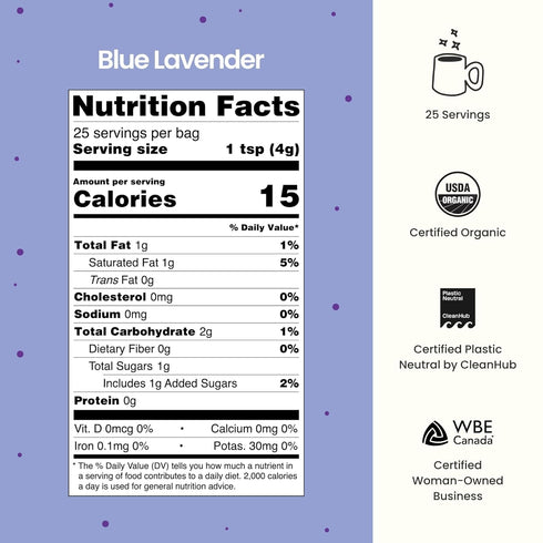 Pack 50 Blume Matcha Coconut & Blue Lavender Latte Powder Variety - Organic Superfood Boosters for Lattes, Coffee