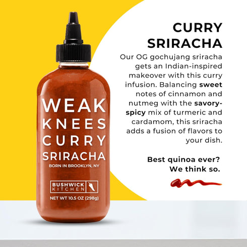 Set 5 Bushwick Kitchen Sriracha Sampler Gift Box, Includes Gochujang Sriracha, Super Spicy Gochujang Sriracha, Curry
