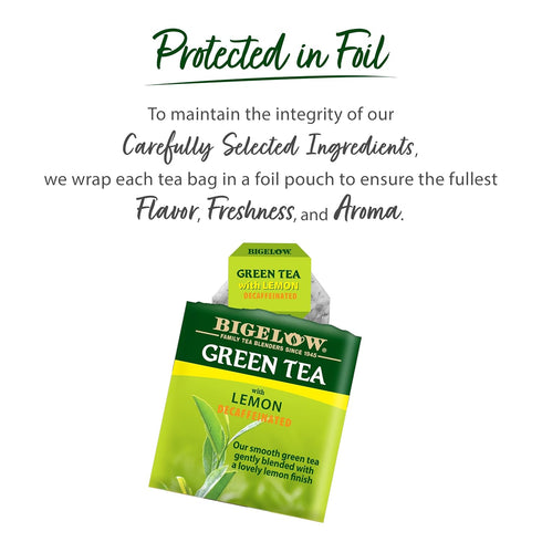20 Count (Pack 6), 120 Bigelow Tea Decaffeinated Green Tea with Lemon, Decaf Tea with Green Tea and Lemon, Box of Total