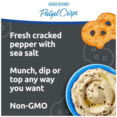 7.2 (Pack 12) Snack Factory Pretzel Crisps Sea Salt & Cracked Pepper, Ounce