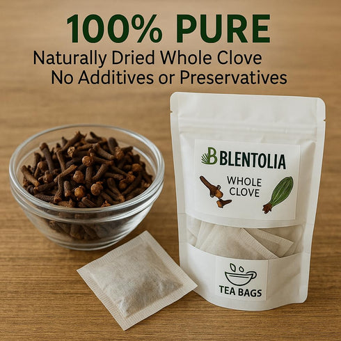 BLENTOLIA 30 100% Immune Whole Clove Herbal Tea Bags Warming & Aromatic Spice Tea Natural Caffeine-Free & Digestive