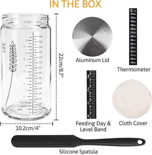 57oz 2 Pack) Premium Sourdough Starter Jar Kit, Large Capacity Sourdough Jar, Sourdough Bread Starter Kit for Perfect