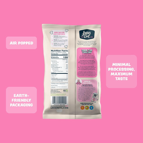 4.6 Oz, (Pack 3) LesserEvil Himalayan Pink Salt Organic Popcorn, Premium Quality, Minimally Processed, No Vegetable